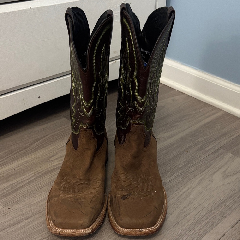 J.B. Dillon Brown and Green Cowboy Boots